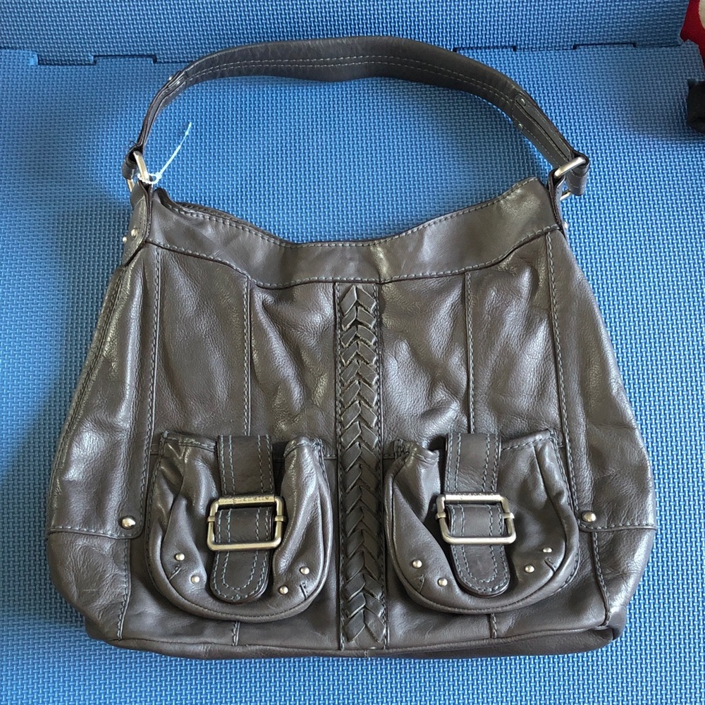Tignanello Dark Gray  Leather Hobo Bag